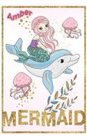 Amber Mermaid: Wide Ruled Composition Book Diary Lined Journal