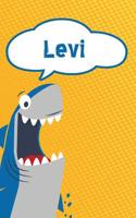 Levi: Personalized Shark Draw and Write Diary Journal Notebook Featuring 120 Pages 6x9