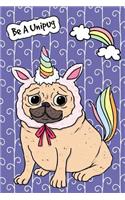 Bullet Journal Notebook for Dog Lovers Funny Unicorn Pug 2: Graph Design - 162 Numbered Pages with 150 Graph Style Grid Pages, 6 Index Pages and 2 Key Pages for Journaling, Writing, Planning and Doodling, for