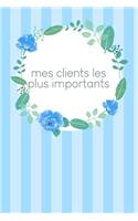 Mes clients les plus importants: Carnet à compléter pour l'enregistrement des conversations avec les (nouveaux) clients - Design: Fleurs bleues à l'aquarelle