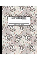 Composition Book Cute Panda 8.5 x 11 Wide Ruled