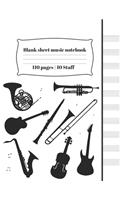 Blank sheet music notebook 110 pages - 10 Staff