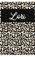 Lori: Personalized Notebook Leopard Print Black and Gold Animal Print Women- Cheetah- Cat (Animal Skin Pattern) with Cheetah Fur Graphic: Lined Notebook /