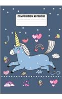 Composition Notebook: Unicorn with Blank Writing Sheets for Kindergarten to 2nd Grade Elementary Students
