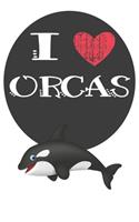 I Heart Orcas: A Cute Orca Lovers Journal / Notebook / Diary Perfect for Birthday Present or Christmas Gift Great for kids, Teens or Students(6x9 - 110 Blank Lined