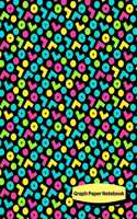 Graph Paper Notebook: 80s 90s Retro Themed - 5x5 Ruled - Large (8.5" x 11") 120 pages - Multi Colored Ls and Circles