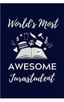World's Most Awesome Jurastudent: A5 Geschenkbuch Studienplaner zum Jura Studium - Notizbuch für Rechts-studenten Anwälte Jurist - witziger Spruch zum Abitur - Studienbeginn - Erstes