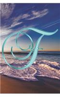 F Journal: A Monogram F Initial Capital Letter Notebook For Writing And Notes: Great Personalized Gift For All First, Middle, Or Last Names (Teal Turquoise Gol