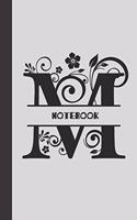 M Notebook letter: small lined initial monogram alphabet letter Notebook / Travel Journal to write in (6'' x 9'') 120 pages