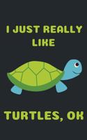 I Just Really Like Turtles Ok: Cute Turtle Journal Blank Ruled Notebook (6x9), 120 Pages