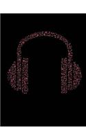 Music Notes Headphones Notebook