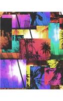 Neon Palm Beach Notebook: Blank Lined Composition Notebook 75 Sheets / 150 Pages 7.5 x 9.25 inch
