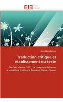Traduction Critique Et �tablissement Du Texte