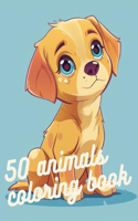 50 animals coloring book