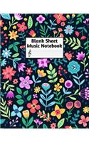 Blank Sheet Music Notebook: Easy Blank Staff Manuscript Book Large 8.5 X 11 Inches Musician Paper Wide 12 Staves Per Page for Piano, Flute, Violin, Guitar, Trumpet, Drums, Cell