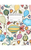 Handwriting Practice Sheets: Cute Blank Lined Paper Notebook for Writing Exercise and Cursive Worksheets - Perfect Workbook for Preschool, Kindergarten, 1st, 2nd, 3rd and 4th Gr