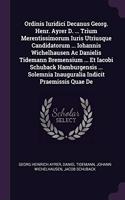 Ordinis Iuridici Decanus Georg. Henr. Ayrer D. ... Trium Merentissimorum Iuris Utriusque Candidatorum ... Iohannis Wichelhausen AC Danielis Tidemann Bremensium ... Et Iacobi Schuback Hamburgensis ... Solemnia Inauguralia Indicit Praemissis Quae de