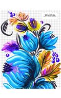 Graph Journal - Square Grid Notebook 8.5 x 11 - Blue Flowers