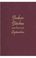 Badass Bitches Are Born In September: Funny Blank Lined Notebook Gift for Women and Birthday Card Alternative for Friend or Coworker: Purple Mandala Yoga
