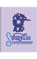 Sparkles Everywhere: Unicorn Notebook, Unicorn Lined Writing Journal, Notebook for Journaling, Unicorn Notebook Cover, Unicorn Design on Pages, Gift for Girls and Teens(13 Unicorn Inspired)