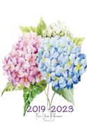 2019-2023 Five Year Planner- Hydrangeas Bunch: 60 Months Planner and Calendar, Monthly Calendar Planner, Agenda Planner and Schedule Organizer, Journal Planner and Logbook, Appointment Notebook, 