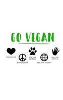 Go Vegan: Customized Vegan journal, each page uniquely designed to your vegan needs with 100 pages and 6 x 9 and a glossy cover