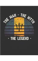The Man The Myth The Legend: Barbados Flag Sunset Personalized Gift Idea for Bajan Coworker Friend or Boss Planner Daily Weekly Monthly Undated Calendar Organizer Journal