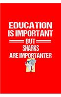 Cute Shark Notebook: Smiling Shark Education Humor Sarcastic Funny Christmas Gift - Red Ruled Lined Notebook - Diary, Writing, Notes, Gratitude, Goal Journal - 6x9 120 p
