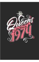 Queens Are Born In 1974: Blank Lined Notebook / Journal (6 X 9 -120 Pages) - Birthday Gift Idea