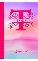 Tamia Journal: Personalized Custom First Name Personal Writing Diary - Cute Pink & Purple Watercolor Effect Cover - Daily Journaling for Journalists & Writers for 