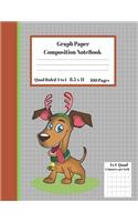 Graph Composition Notebook 4 Squares per inch 4x4 Quad Ruled 4 to 1 / 8.5 x 11 100 Sheets: Cute Funny Laughing Dog Gift Notepad / Grid Squared Paper Back To School Gift Notebook For Math Teens Science Adults Students Programmers note takin
