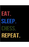 Eat Sleep Chess Repeat: Enthusiasts Retro Themed Colors Gratitude Journal 386 Pages Notebook 193 Days 8"x10" Meal Planner