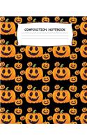 Composition Notebook: Halloween Pumpkin Jack O' Lantern Composition Notebook Back to School 7.5 x 9.25 Inches 100 Wide Ruled Pages Kids Adults