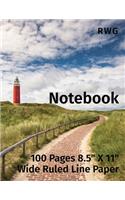 Notebook: 100 Pages 8.5" X 11" Wide Ruled Line Paper