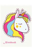 Notebook: Unicorn on cream cover and Lined pages, Extra large (8.5 x 11) inches, 110 pages, White paper