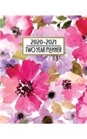 2020 - 2021 Two Year Planner: Beautiful Watercolor Colorful Bright Flowers Daily Weekly Monthly 2020 - 2021 Planner Organizer. Nifty Two Year Motivational Agenda Schedule with Vi(1 8x10 Pretty Simple Planner)