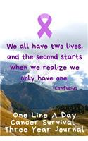 We All Have Two Lives Cancer Survival Notebook One Line A Day Three Year Journal