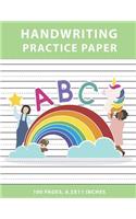 Handwriting Practice Paper: Handwriting Practice Workbook Blank Writing Sheets Notebook with Dotted Lined Sheets for Kindergarten to 3rd Grade Students