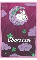 Charisse: personalized notebook sleeping bunny on the moon with stars softcover 120 pages blank useful as notebook, dream diary, scrapbook, journal or gift id