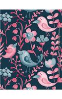 Cute Pink & Blue Bird 2016 Monthly Planner