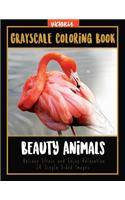 Beauty Animals Grayscale Coloring Book: Relieve Stress and Enjoy Relaxation 24 Single Sided Images