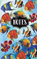 Notes: Colorful Tropical Fish Art Notebook 6"x9" 120 Blank Lined Pages