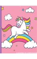 cuaderno de composición: cuaderno de unicornio acuarela (libro de composición) con reglas anchas para niñas, niños, primaria, maestro, maestro, útiles escolares, diario, 8.5