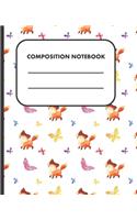 Composition Notebook: Cute Fox and Butterflies Pattern College Ruled Blank Lined Paper Journal Notebooks to Write in for Students Colleges and Home Schools