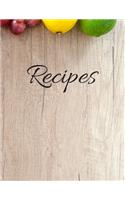 Blank Recipe Journal to Write in, Table Cover, 115 Pages (8.5"x11"): (6 Recipes Book)