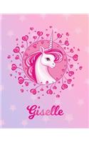 Giselle: Giselle Magical Unicorn Horse Large Blank Pre-K Primary Draw & Write Storybook Paper - Personalized Letter G Initial Custom First Name Cover - Story