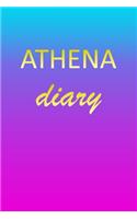 Athena: Journal Diary - Personalized First Name Personal Writing - Letter A Blue Purple Pink Gold Effect Cover - Daily Diaries for Journalists & Writers - J