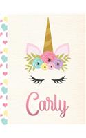 Carly: 2020. Personalized Weekly Unicorn Planner For Girls. 8.5x11 Week Per Page 2020 Planner/Diary With Pink Name