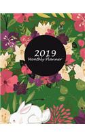 2019 Monthly Planner: Green Forest Floral Cover, Monthly Calendar Book 2019, Weekly/Monthly/Yearly Calendar Journal, Large 8.5" x 11" 365 Daily journal Planner, 12 Months