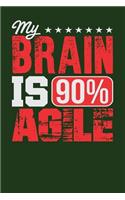 My Brain is 90% Agile: Dark Green, White & Red Design, Blank College Ruled Line Paper Journal Notebook for Project Managers and Their Families. (Agile and Scrum 6 x 9 inch